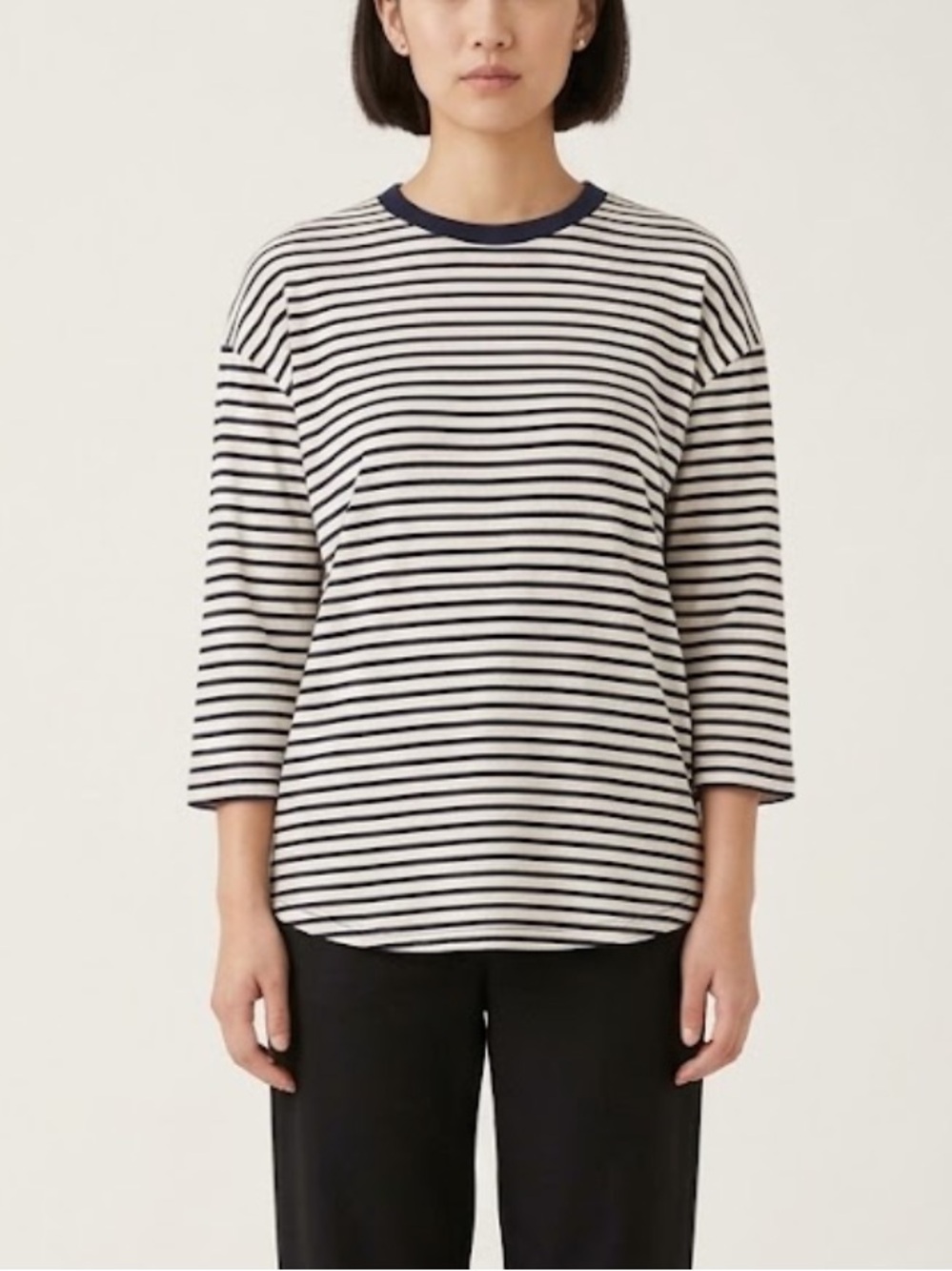 Pomander Place Tuckernuck Striped Long Sleeve Crew Neck T-Shirt Size Small Navy